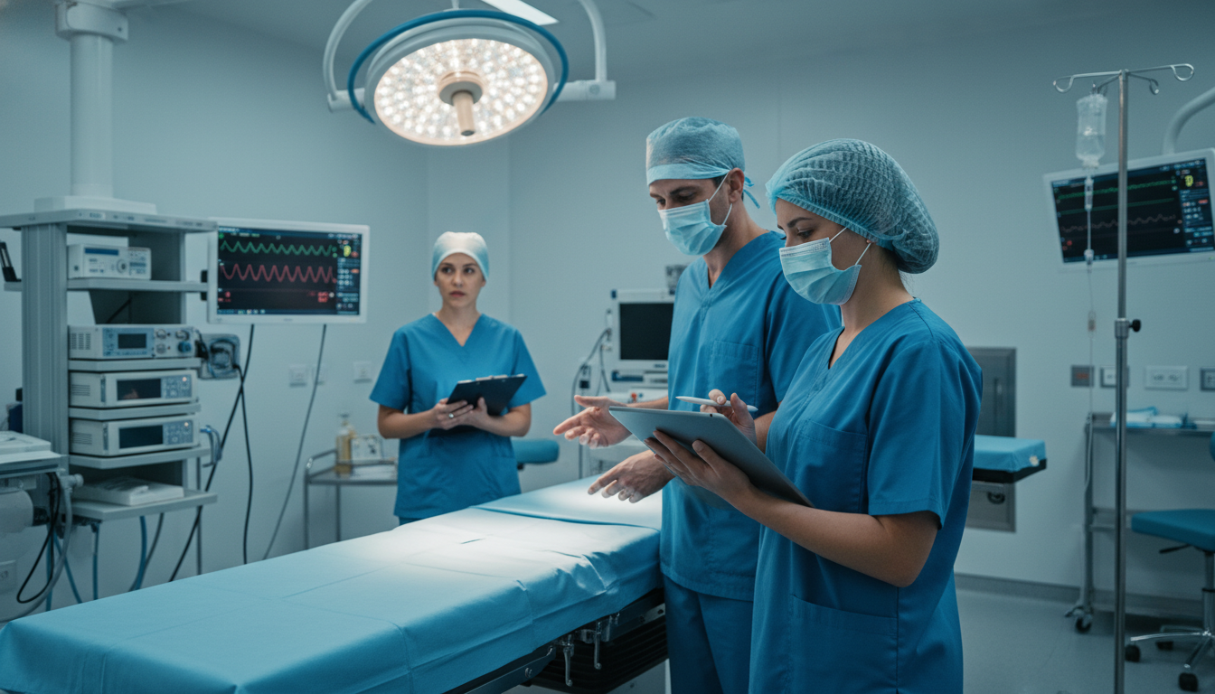 Anesthesiology resident communicating with OR team Anesthesiology resident communicating with OR team - MD graduate residency for Addressing Red Flags for MD Graduate in Anesth