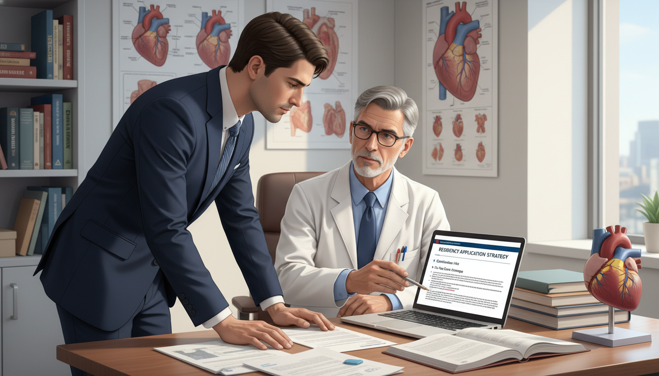 MD graduate meeting with surgical mentor to discuss cardiothoracic residency strategy - MD graduate residency for Low Step Sc