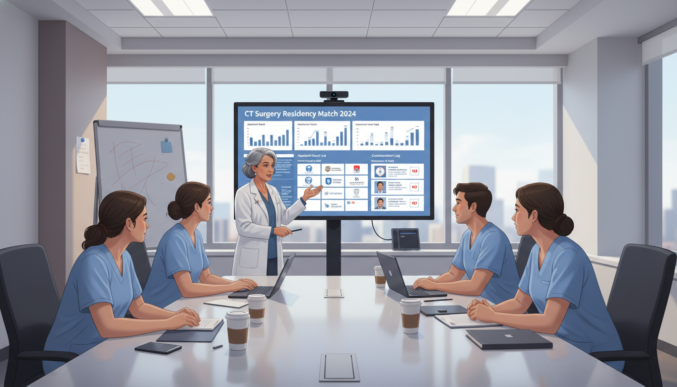 Cardiothoracic surgery program director meeting with residents, discussing rankings and match - MD graduate residency for Pre