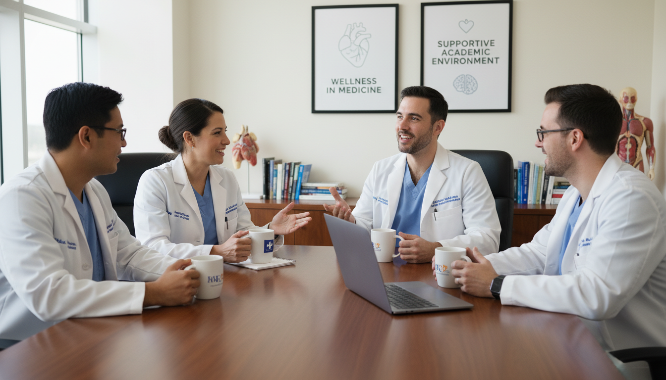 Cardiothoracic surgery residents discussing cases and wellness in a conference room Cardiothoracic surgery residents discussing cases and wellness in a conference room - MD graduate residency for Questions to