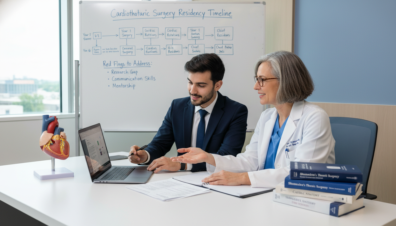 Cardiothoracic surgery mentor advising resident on handling application concerns Cardiothoracic surgery mentor advising resident on handling application concerns - MD graduate residency for Addressing Red F