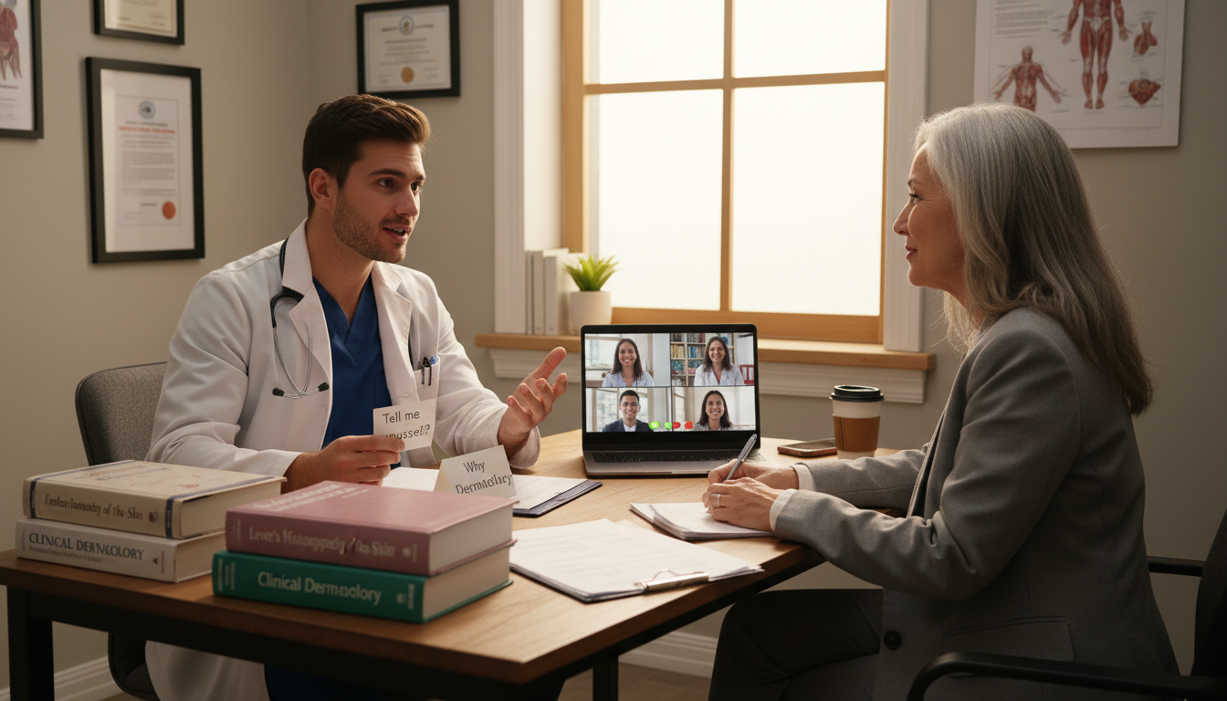 Dermatology resident practicing mock interview - MD graduate residency for Common Interview Questions for MD Graduate in Derm
