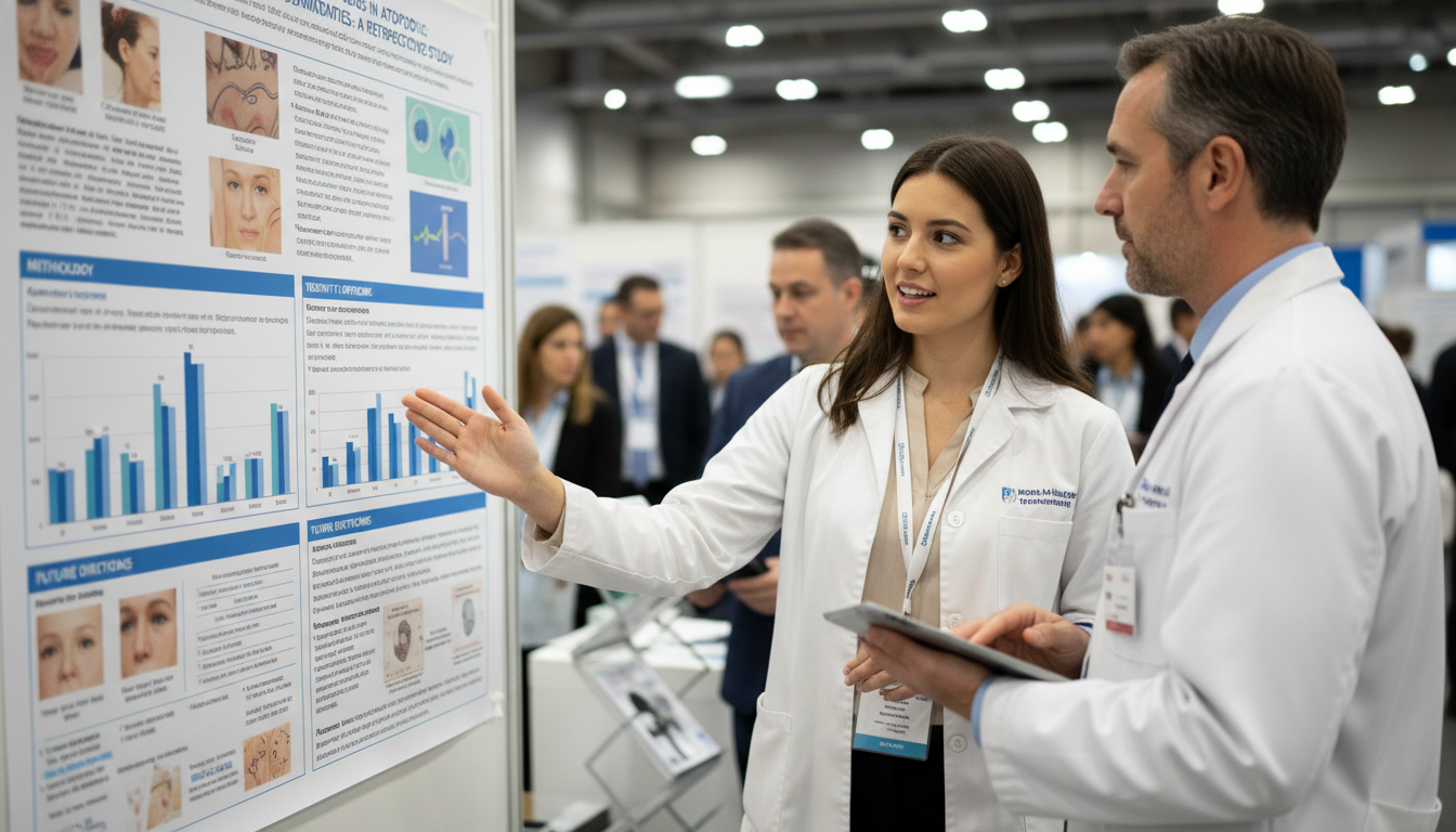 Dermatology resident presenting research poster Dermatology resident presenting research poster - MD graduate residency for How to Research Programs for MD Graduate in Derma