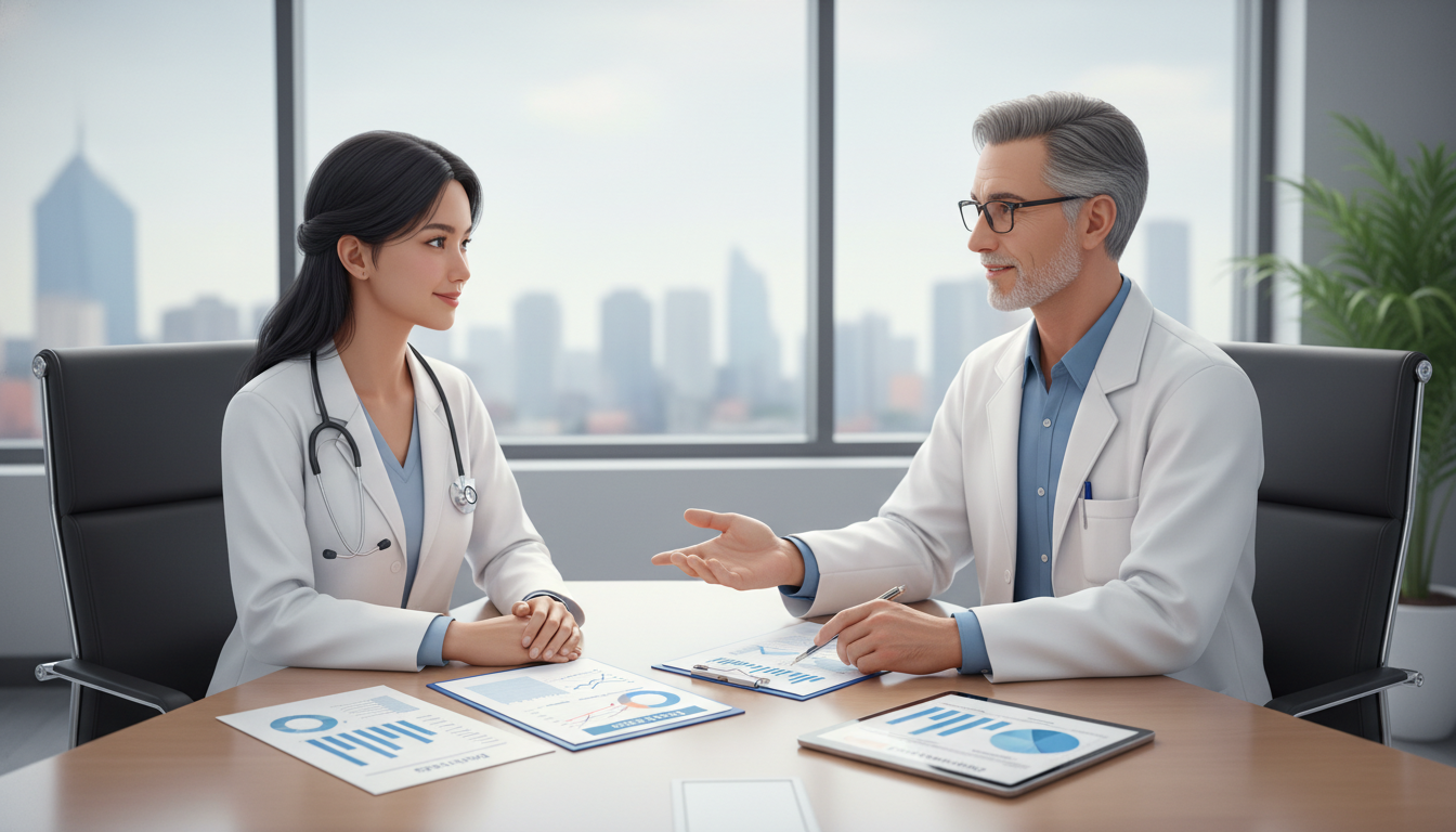 Dermatology resident discussing academic challenges with faculty mentor Dermatology resident discussing academic challenges with faculty mentor - MD graduate residency for Addressing Red Flags for