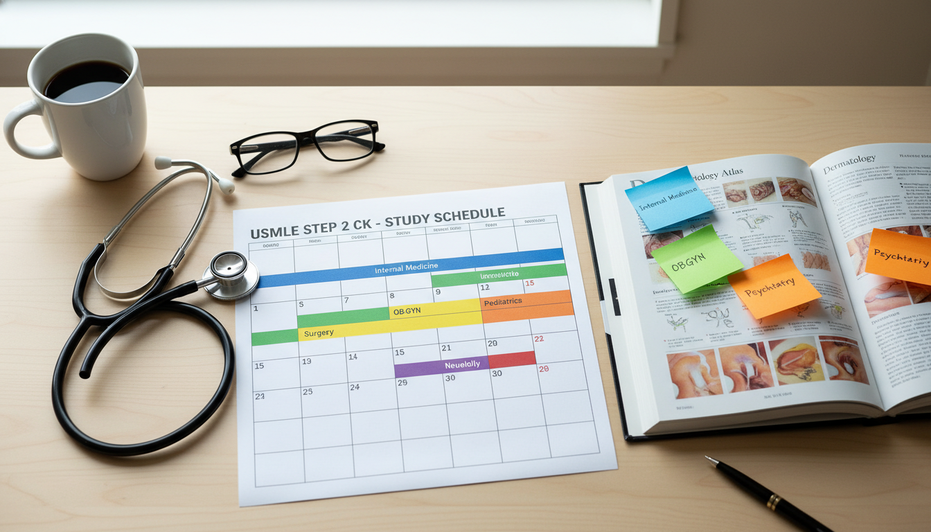 USMLE Step 2 CK study plan calendar with dermatology focus USMLE Step 2 CK study plan calendar with dermatology focus - MD graduate residency for USMLE Step 2 CK Preparation for MD Gra