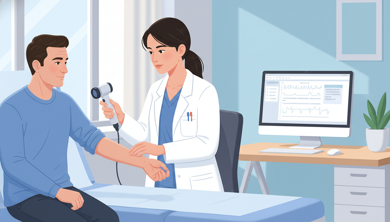 Dermatology resident performing skin exam in clinic Dermatology resident performing skin exam in clinic - MD graduate residency for Work-Life Balance Assessment for MD Graduate