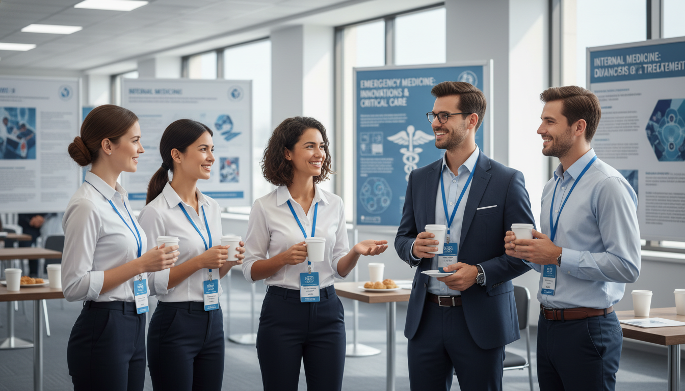 Physicians networking during a conference coffee break Physicians networking during a conference coffee break - MD graduate residency for Networking in Medicine for MD Graduate in