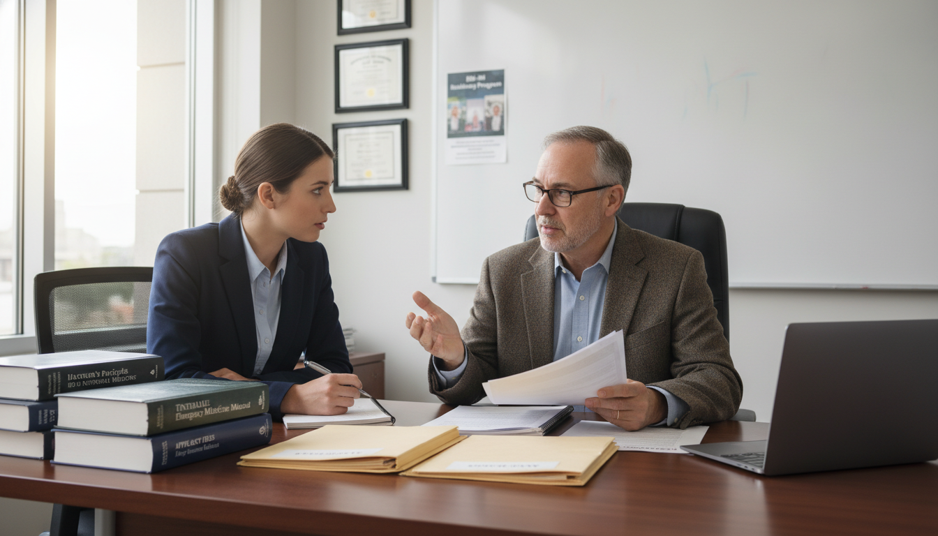 Resident practicing interview skills with mentor - MD graduate residency for Pre-Interview Preparation for MD Graduate in Eme