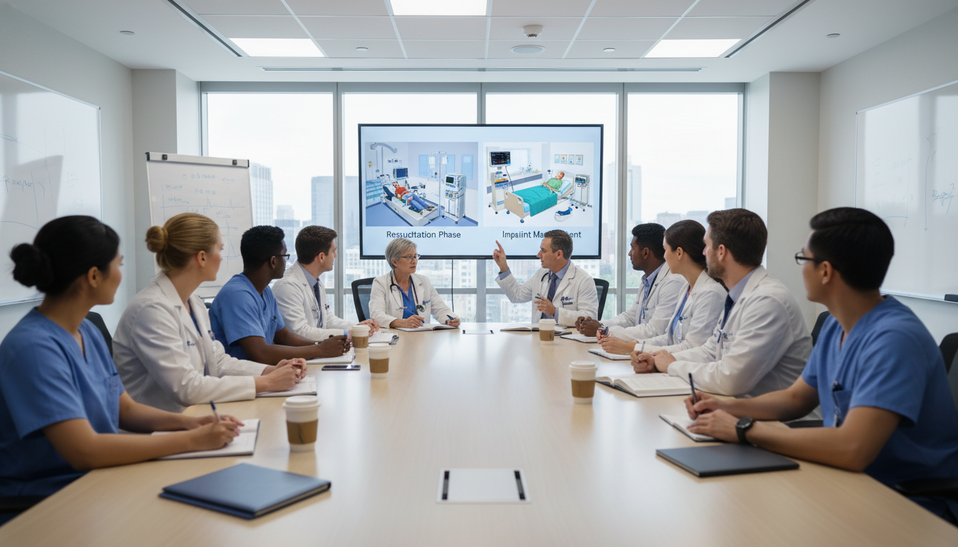 EM-IM residents participating in a combined didactic conference - MD graduate residency for Questions to Ask Programs for MD