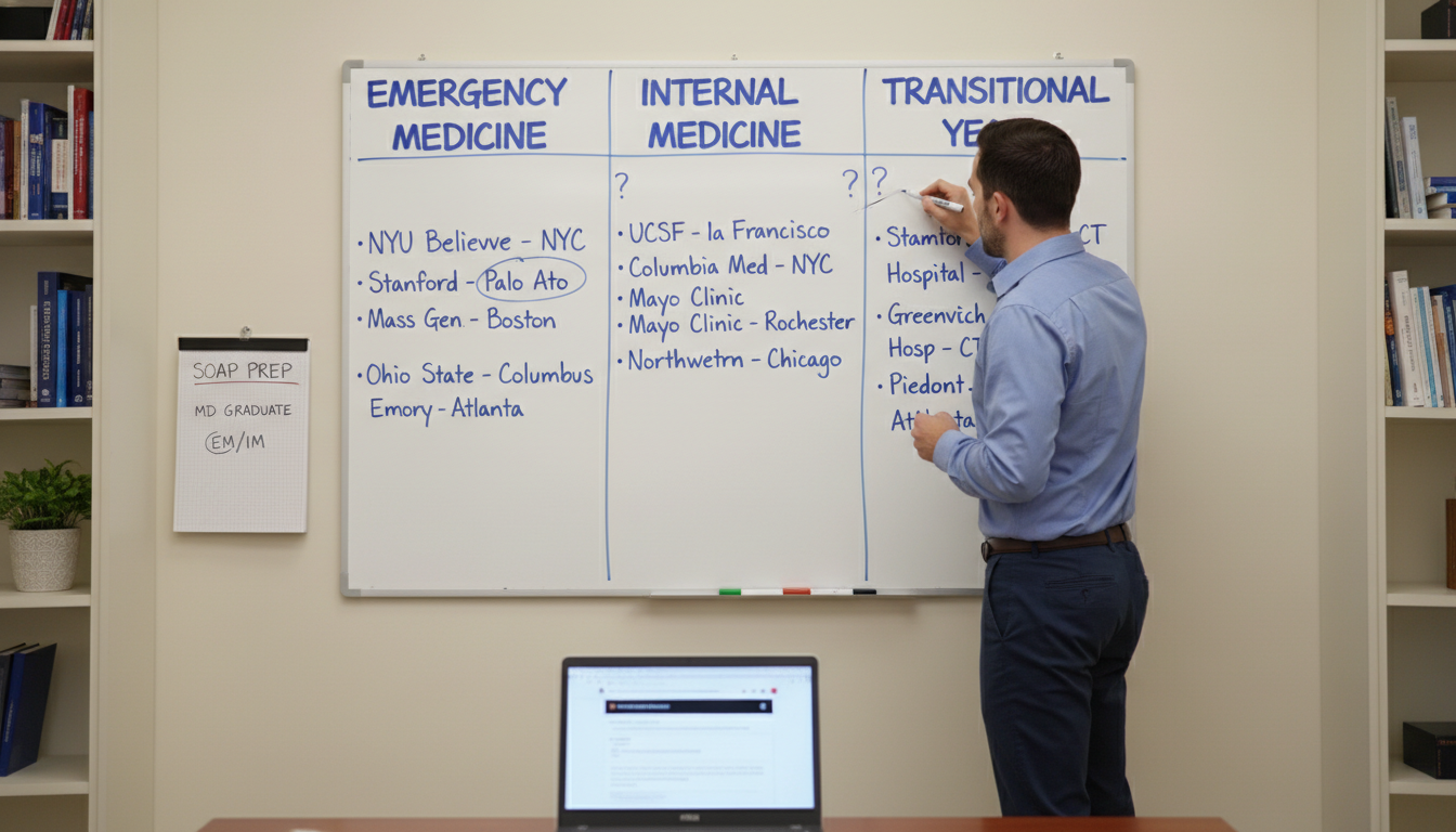 Residency applicant mapping SOAP backup strategies - MD graduate residency for SOAP Preparation for MD Graduate in Emergency