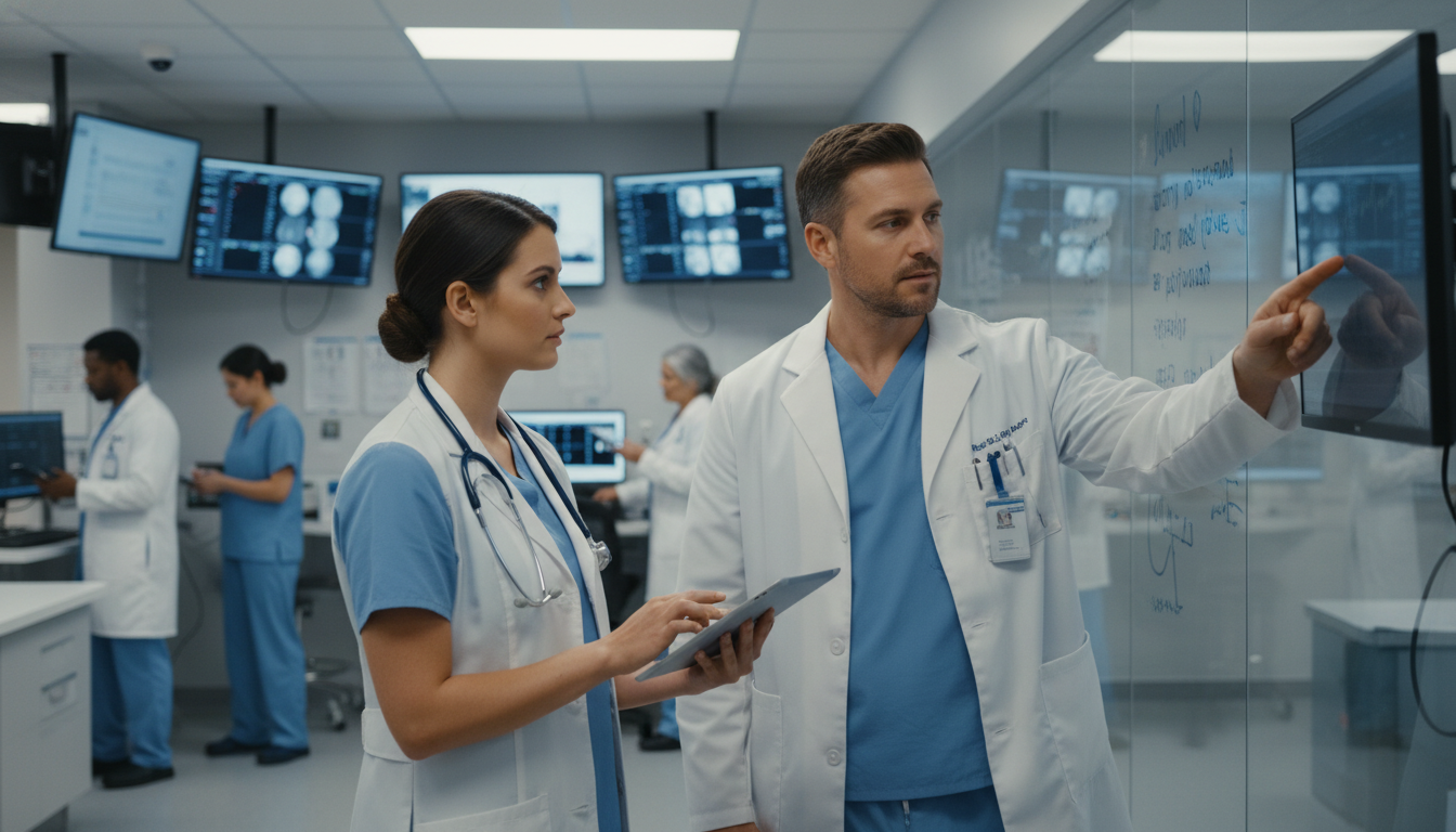 Emergency medicine resident presenting a case to attending physician Emergency medicine resident presenting a case to attending physician - MD graduate residency for Away Rotation Strategy for M