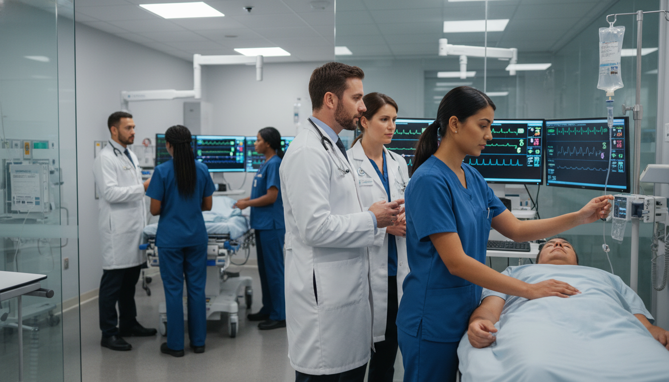 Emergency medicine resident working a shift in a busy emergency department - MD graduate residency for Letters of Recommendat