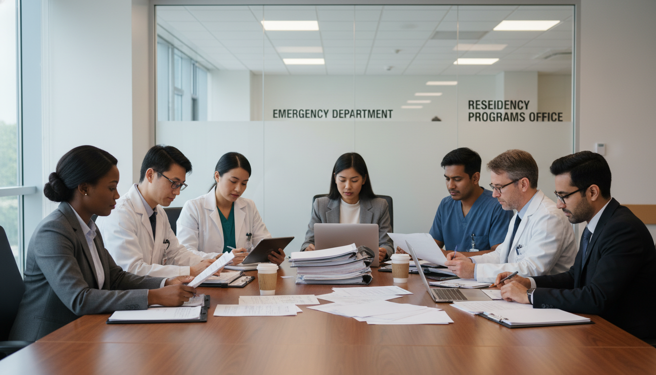 Emergency medicine residency selection committee reviewing applications and letters - MD graduate residency for Letters of Re