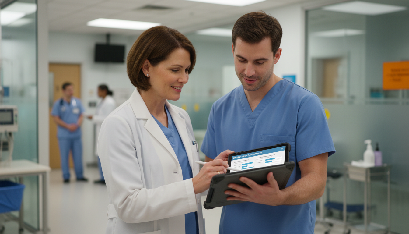 Emergency medicine attending mentoring a resident on clinical and application strategies - MD graduate residency for Low Step