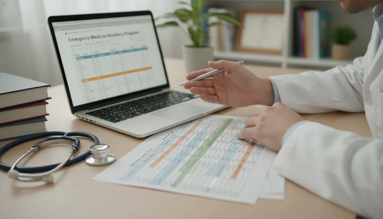 Emergency medicine applicant comparing residency programs with a spreadsheet Emergency medicine applicant comparing residency programs with a spreadsheet - MD graduate residency for How to Research Prog
