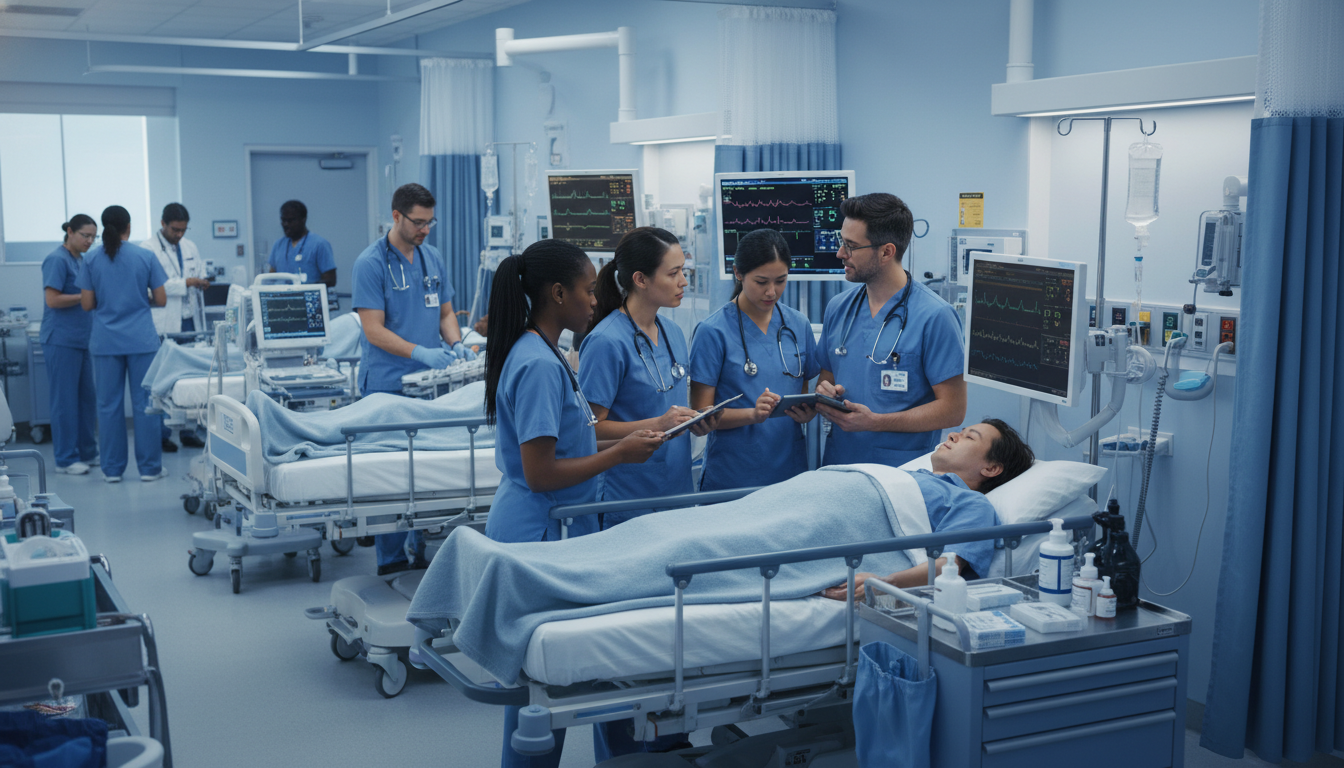 Emergency medicine team in a busy emergency department Emergency medicine team in a busy emergency department - MD graduate residency for Work-Life Balance Assessment for MD Gradua