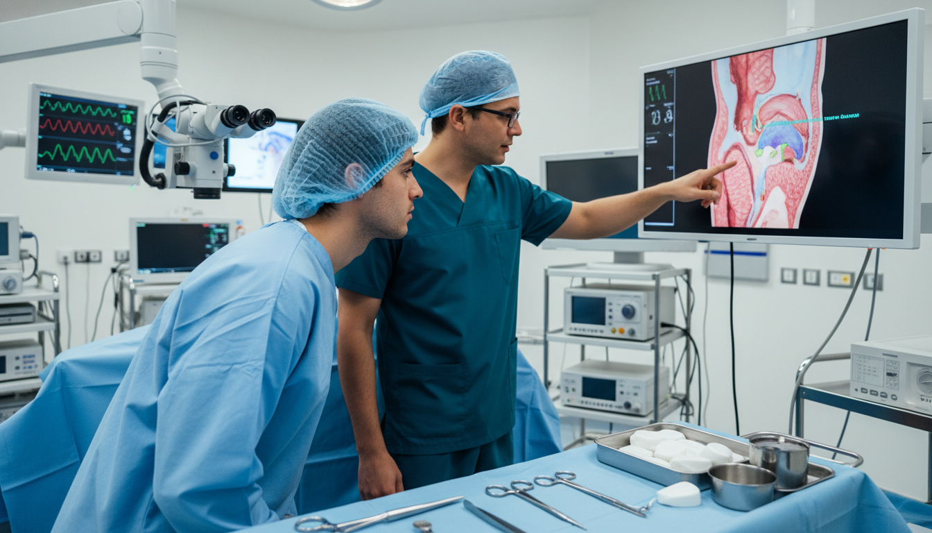 MD student on ENT sub-internship rotation demonstrating clinical skills in the operating room - MD graduate residency for Low