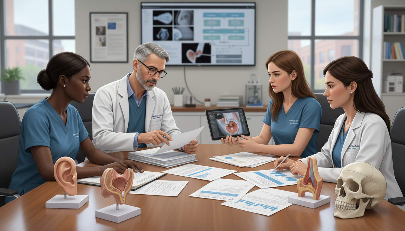 ENT residents in a research planning meeting - MD graduate residency for Research During Residency for MD Graduate in Otolary