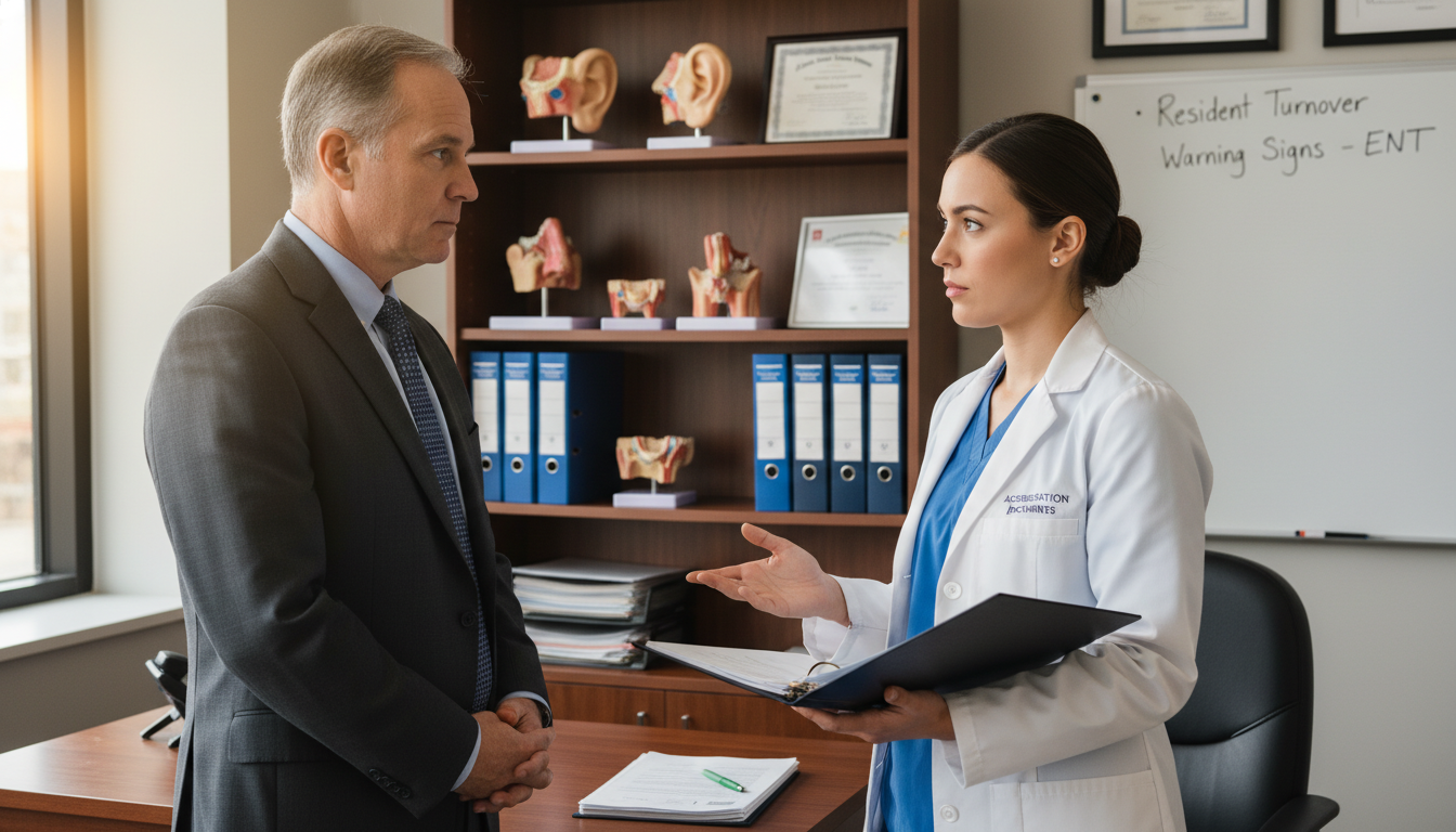 ENT program director meeting with resident about training concerns ENT program director meeting with resident about training concerns - MD graduate residency for Resident Turnover Warning Sign