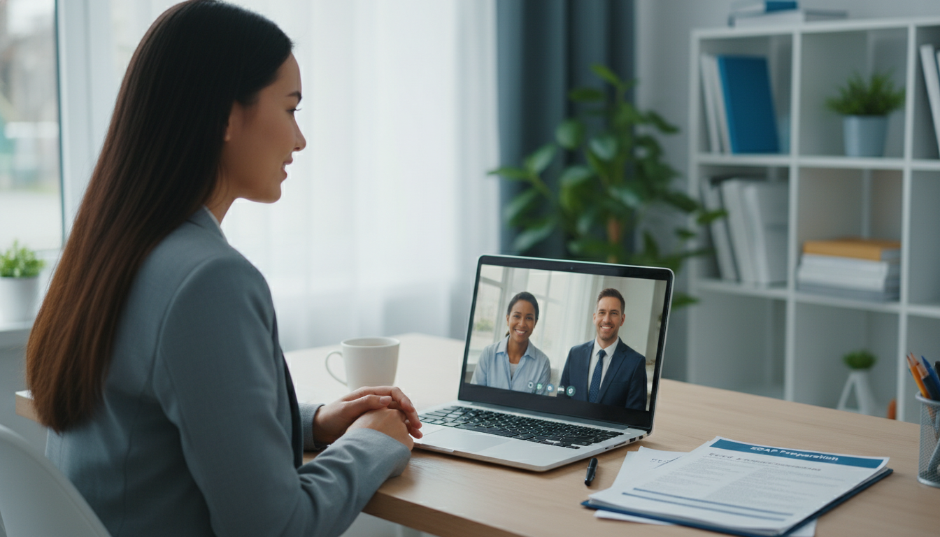 MD graduate in virtual interview with family medicine residency program during SOAP MD graduate in virtual interview with family medicine residency program during SOAP - MD graduate residency for SOAP Preparat