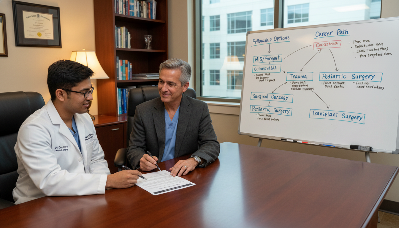 Surgical resident meeting with subspecialty mentor to discuss fellowship options Surgical resident meeting with subspecialty mentor to discuss fellowship options - MD graduate residency for Fellowship Prepa