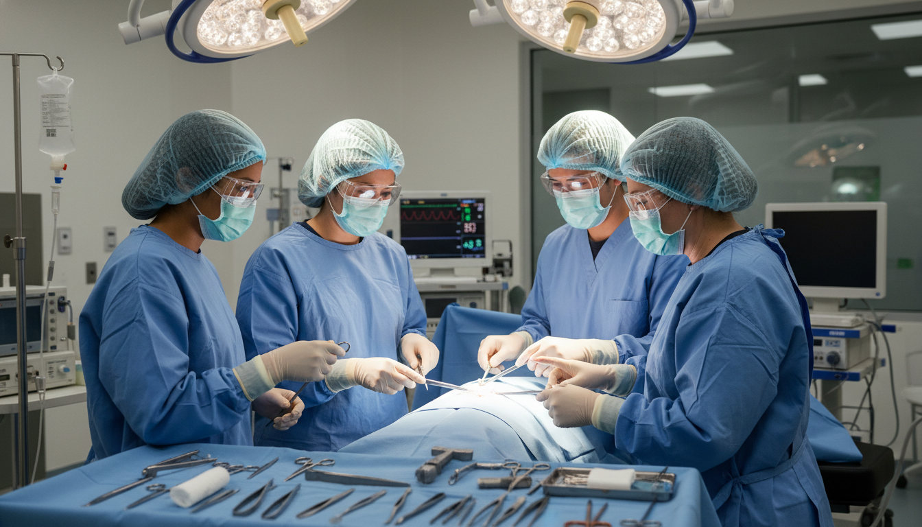 General surgery team working together in the operating room - MD graduate residency for Low Step Score Strategies for MD Grad