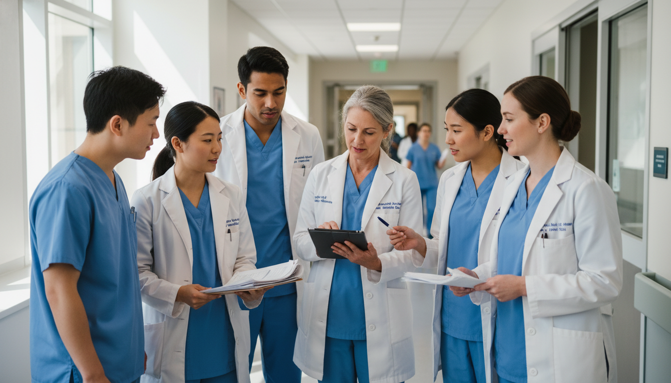 Surgical team during general surgery rounds Surgical team during general surgery rounds - MD graduate residency for Work-Life Balance Assessment for MD Graduate in Gener