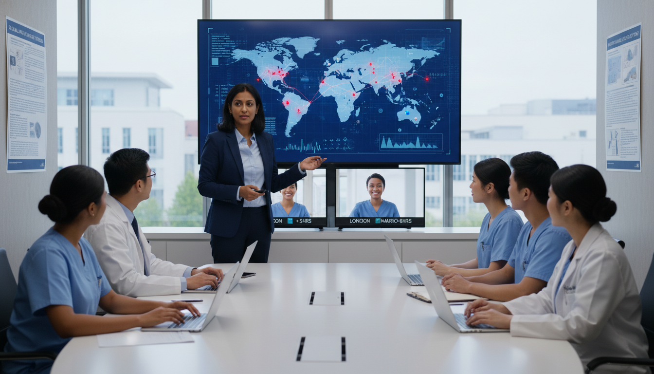 Academic global health physician teaching residents and working on research Academic global health physician teaching residents and working on research - MD graduate residency for Academic vs Private P