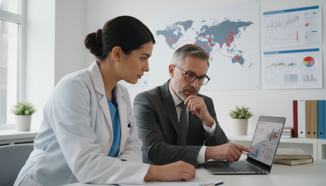 Resident and faculty discussing global health research - MD graduate residency for Common Interview Questions for MD Graduate