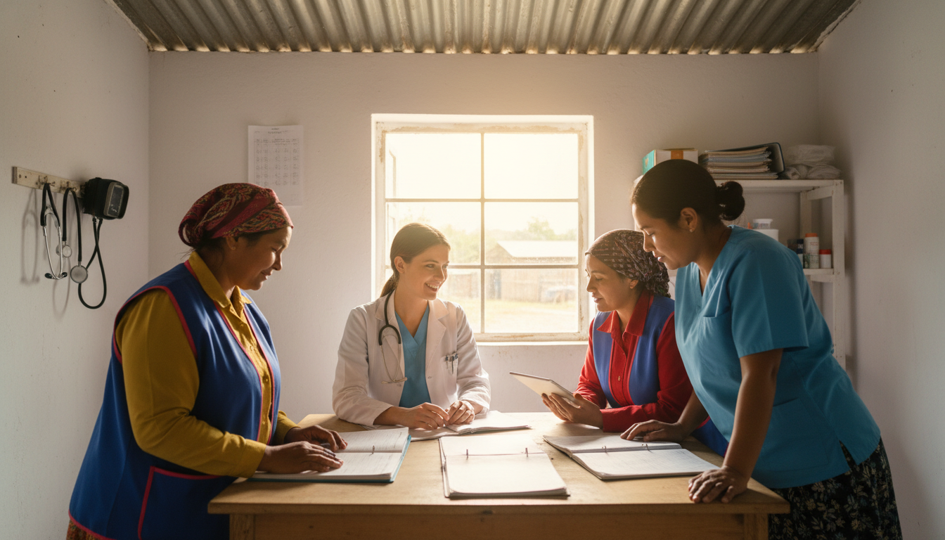 Physician working with community health workers in a rural clinic - MD graduate residency for Letters of Recommendation for M