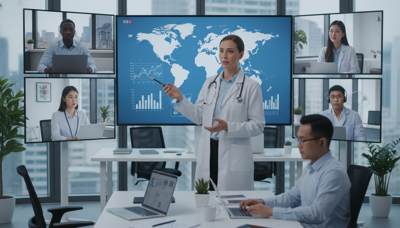 Global health team collaborating virtually - MD graduate residency for Networking in Medicine for MD Graduate in Global Healt