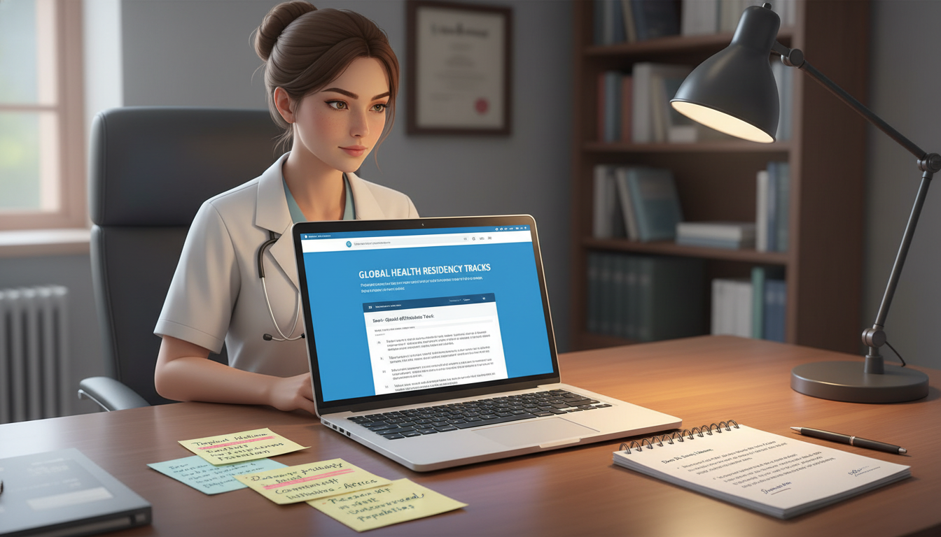 Residency applicant researching global health programs and drafting professional emails - MD graduate residency for Pre-Match