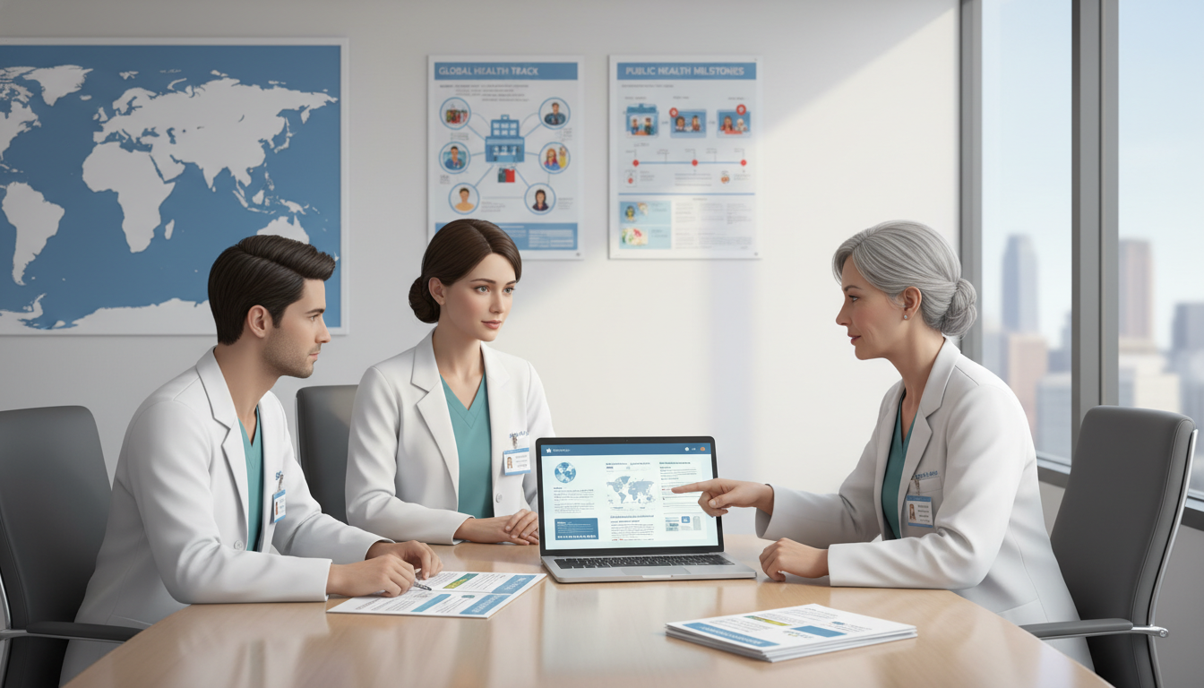 Residents discussing global health track with faculty mentor Residents discussing global health track with faculty mentor - MD graduate residency for How to Research Programs for MD Grad