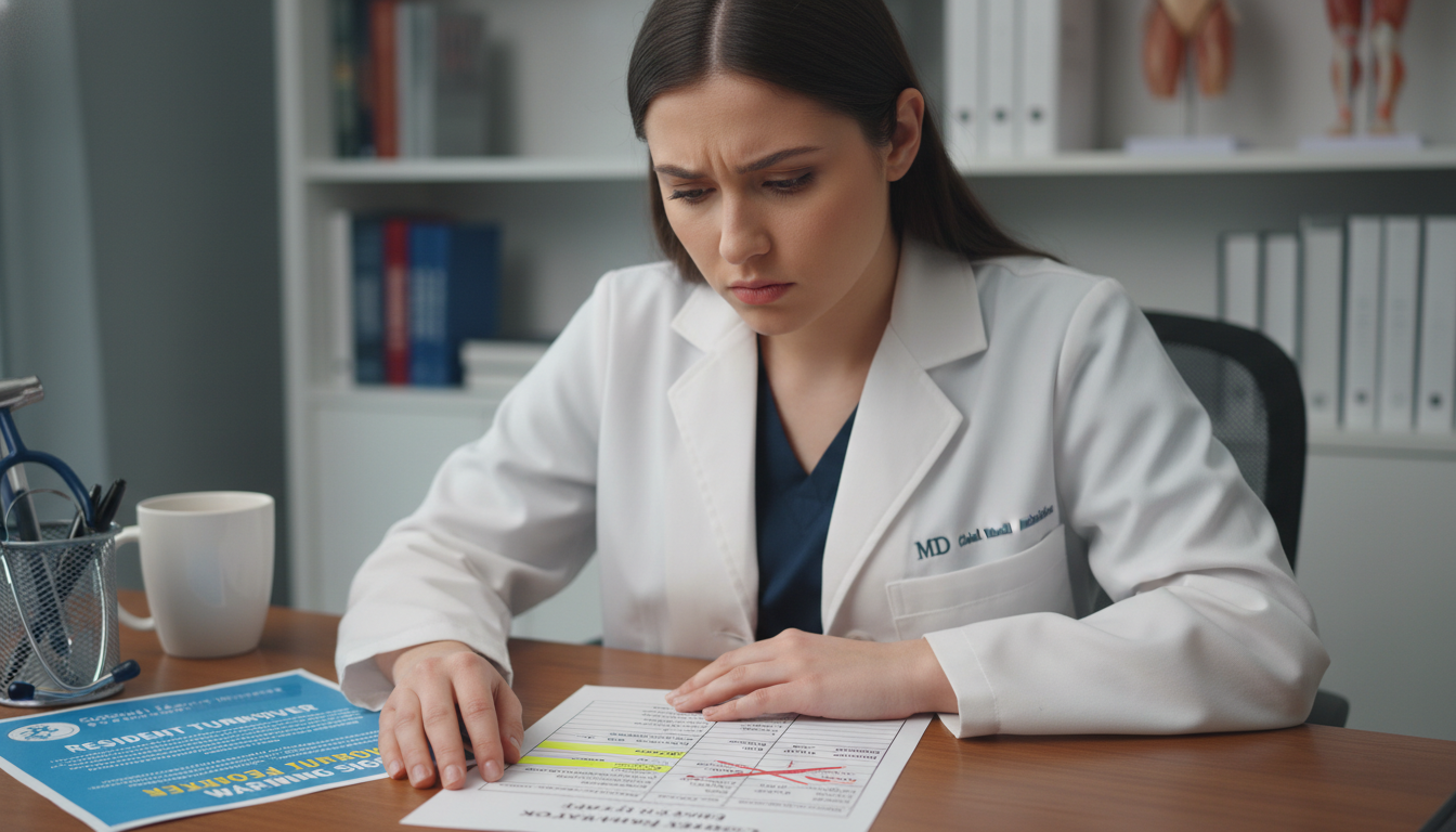Resident reviewing residency program roster and noticing missing names Resident reviewing residency program roster and noticing missing names - MD graduate residency for Resident Turnover Warning