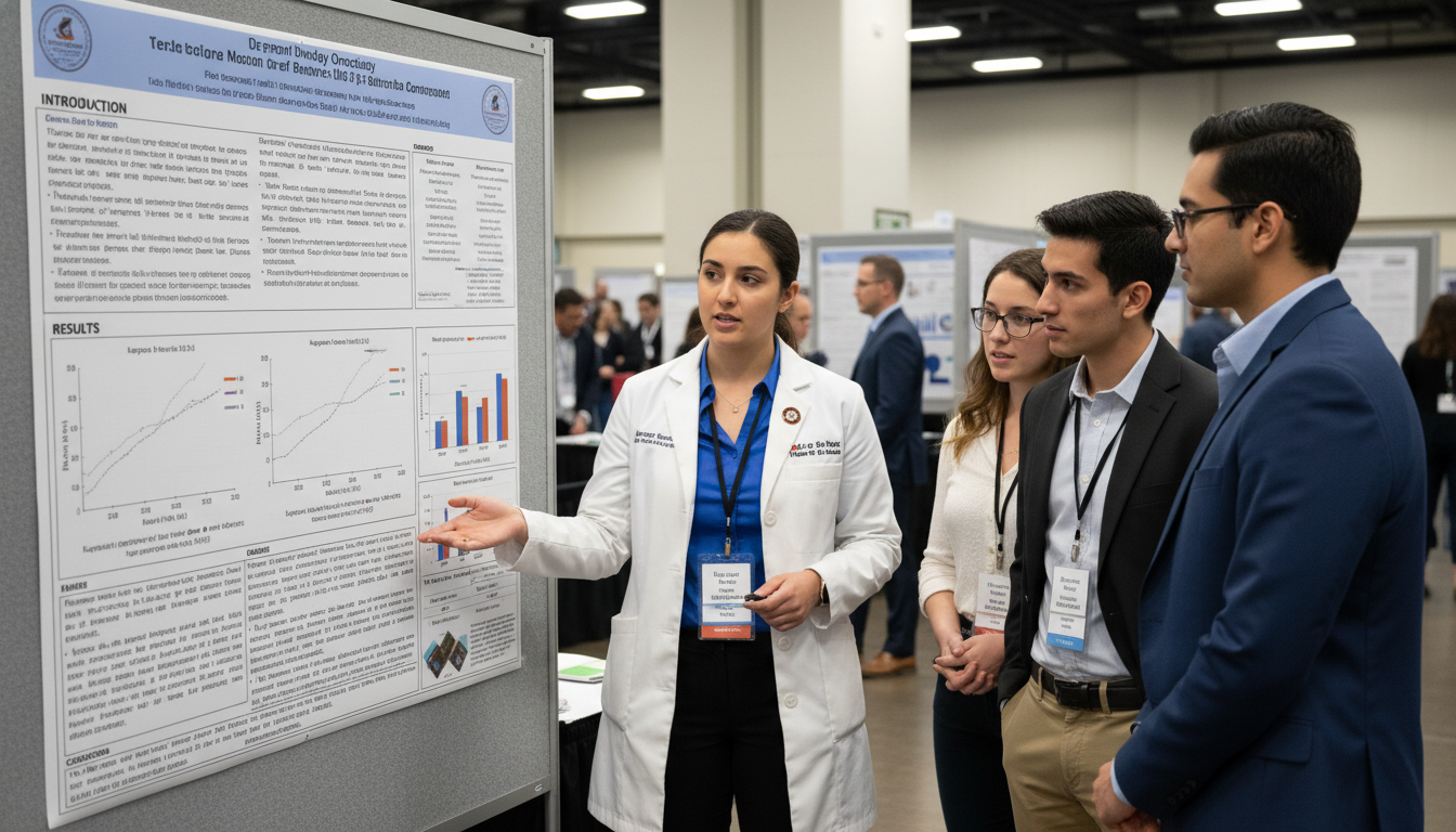 Oncology resident presenting research poster Oncology resident presenting research poster - MD graduate residency for Research During Residency for MD Graduate in Hematol