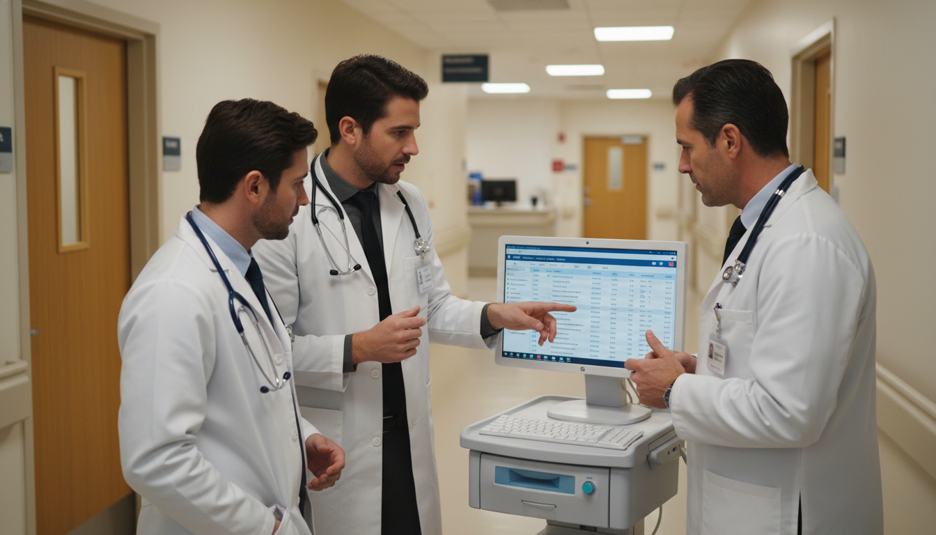 Internal medicine residents discussing a clinical case on rounds - MD graduate residency for Common Interview Questions for M