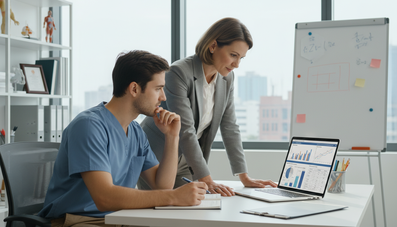 Internal medicine research mentor guiding a resident Internal medicine research mentor guiding a resident - MD graduate residency for Research During Residency for MD Graduate in