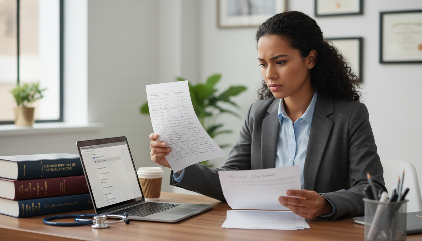 MD graduate reviewing internal medicine residency documents for SOAP planning - MD graduate residency for SOAP Preparation fo