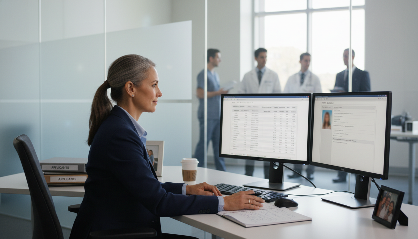 Program director reviewing USMLE Step scores and residency applications - MD graduate residency for Step Score Strategy for M