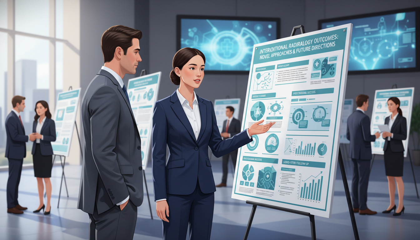 Medical graduate presenting interventional radiology research poster Medical graduate presenting interventional radiology research poster - MD graduate residency for CV Building for MD Graduate