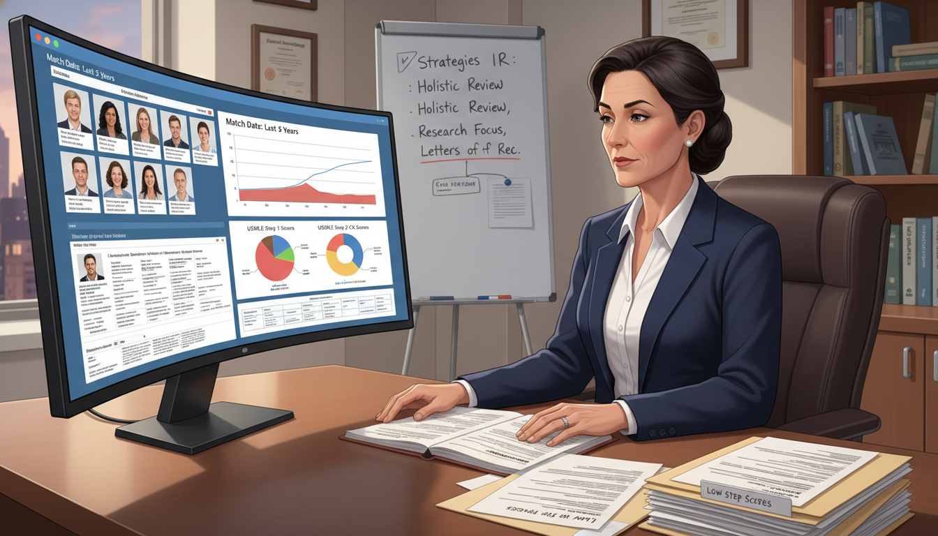 Radiology program director reviewing residency applications - MD graduate residency for Low Step Score Strategies for MD Grad