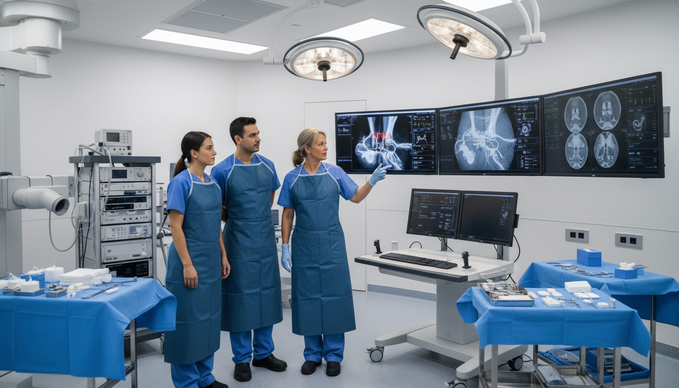Interventional radiology residents in an angiography suite Interventional radiology residents in an angiography suite - MD graduate residency for How to Research Programs for MD Gradua