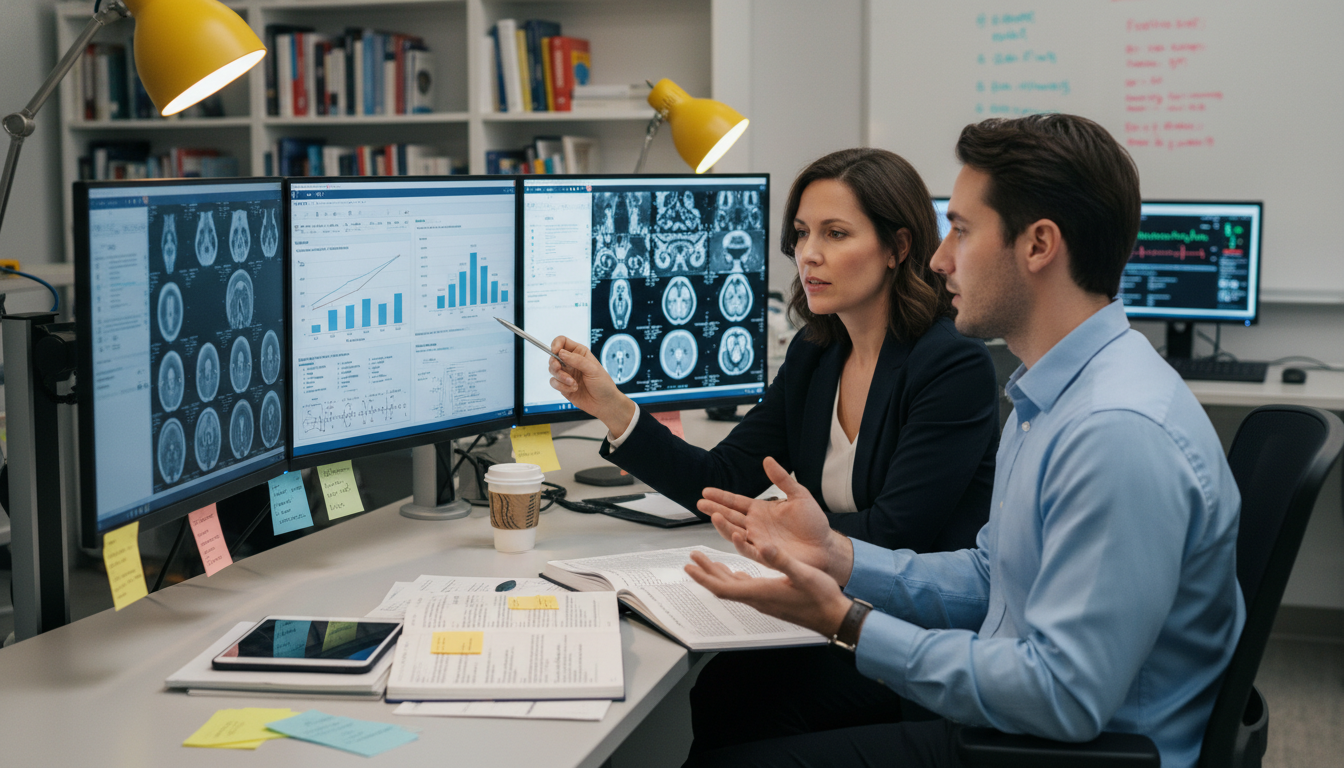 Interventional radiology resident and mentor discussing research design Interventional radiology resident and mentor discussing research design - MD graduate residency for Research During Residency