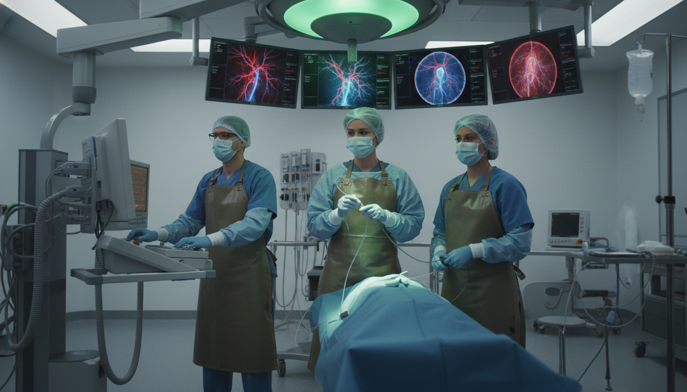 Interventional radiology team performing a minimally invasive procedure - MD graduate residency for Ultra-Competitive Special