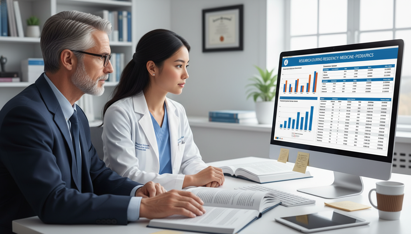 Med-Peds Resident Working with Mentor on Data Analysis Med-Peds Resident Working with Mentor on Data Analysis - MD graduate residency for Research During Residency for MD Graduate