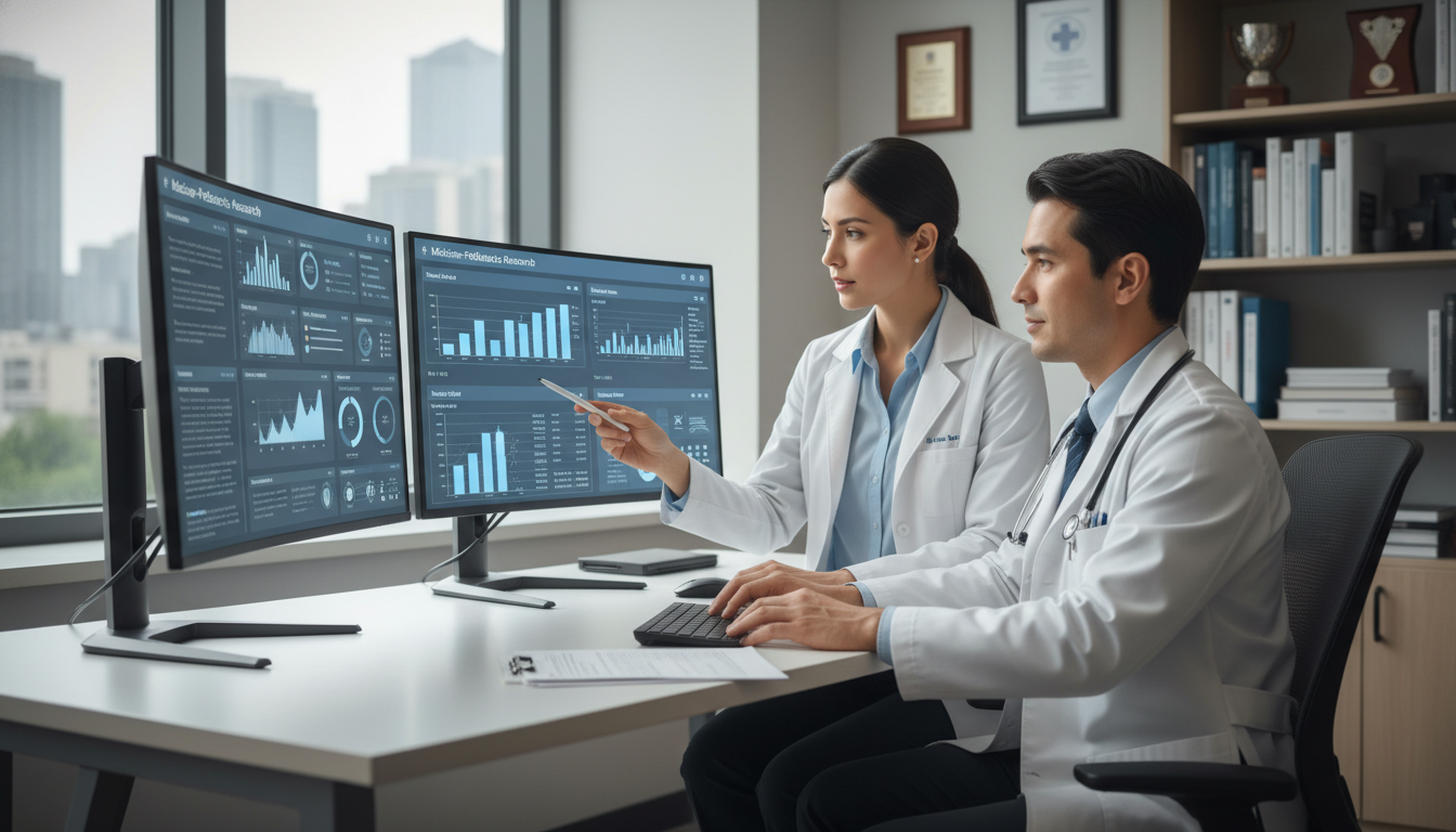 MD graduate collaborating on Med-Peds research data analysis MD graduate collaborating on Med-Peds research data analysis - MD graduate residency for Research Profile Building for MD Gra