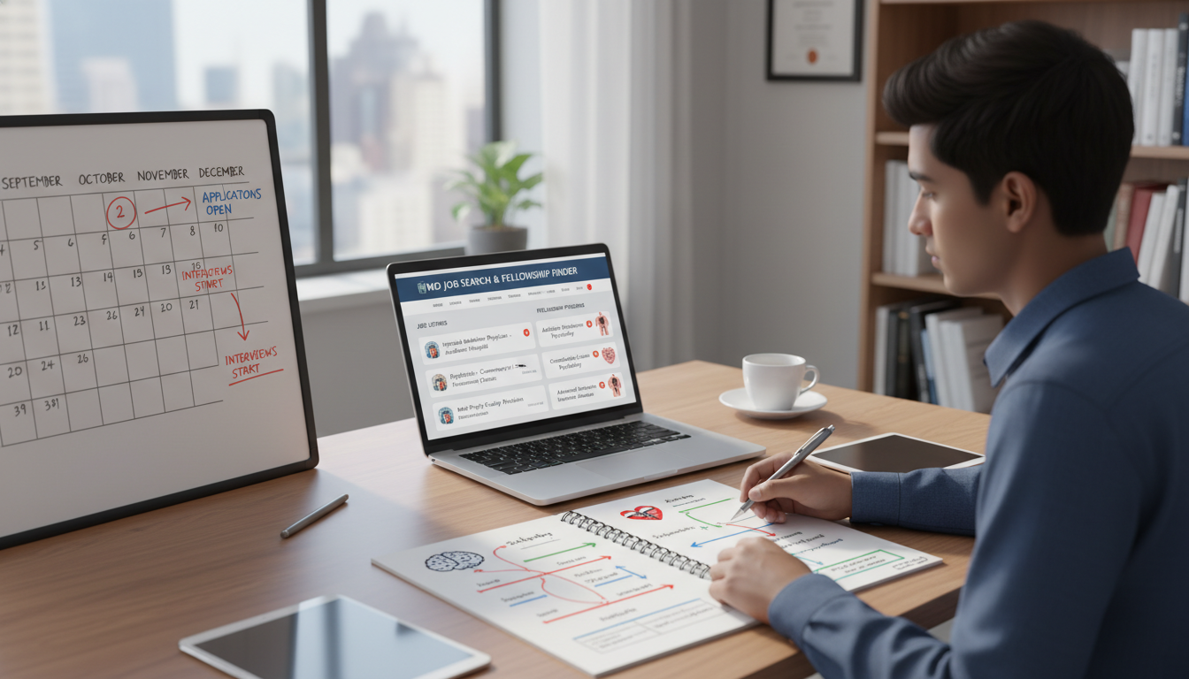 Medicine-psychiatry resident mapping career and job search timeline - MD graduate residency for Job Search Timing for MD Grad