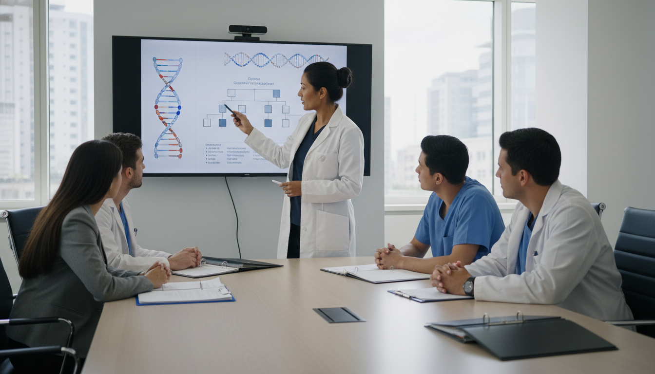 Medical geneticist teaching residents in an academic clinic Medical geneticist teaching residents in an academic clinic - MD graduate residency for Academic vs Private Practice for MD G