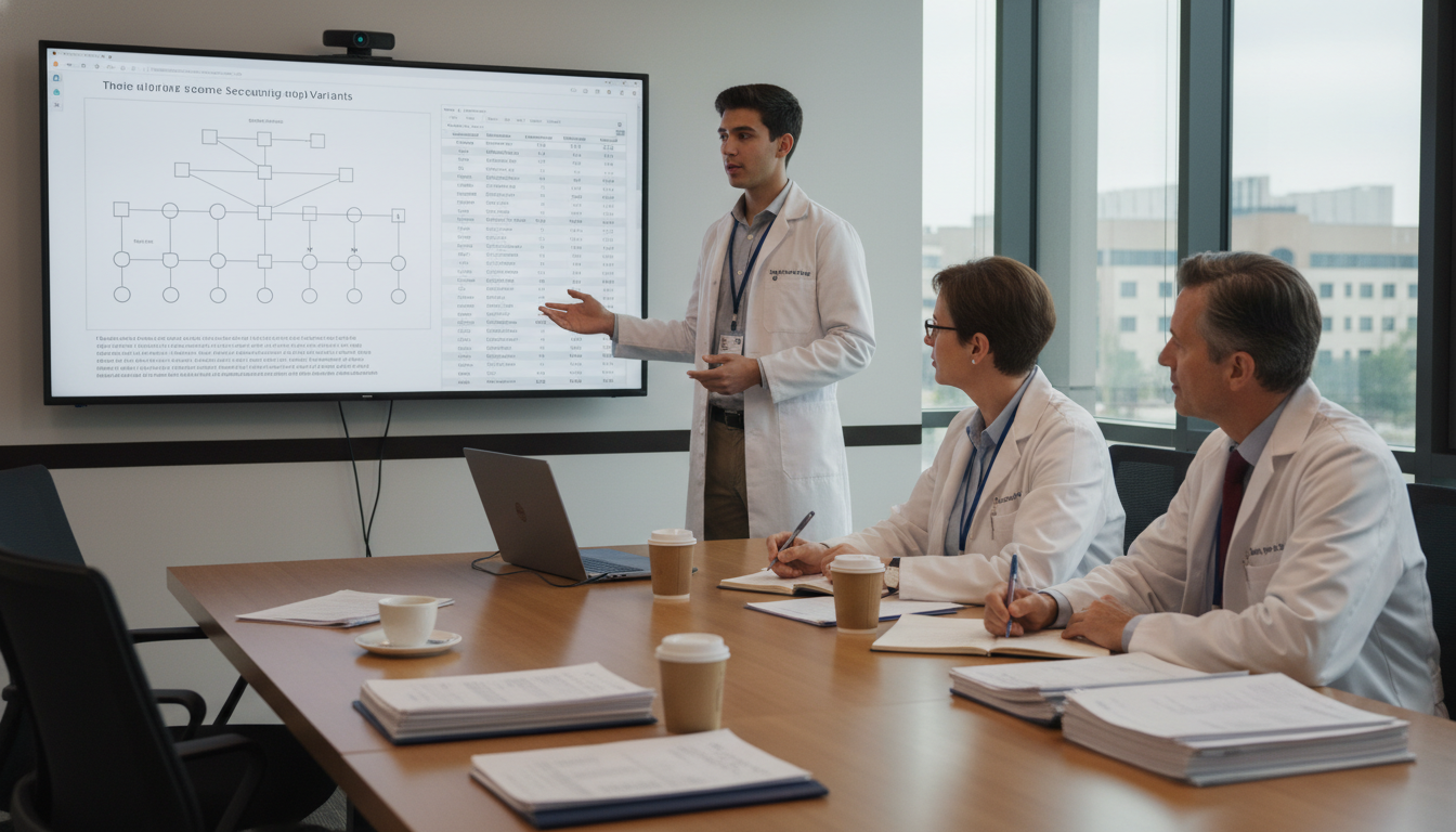 Medical student presenting a complex genetic case to faculty - MD graduate residency for Away Rotation Strategy for MD Gradua