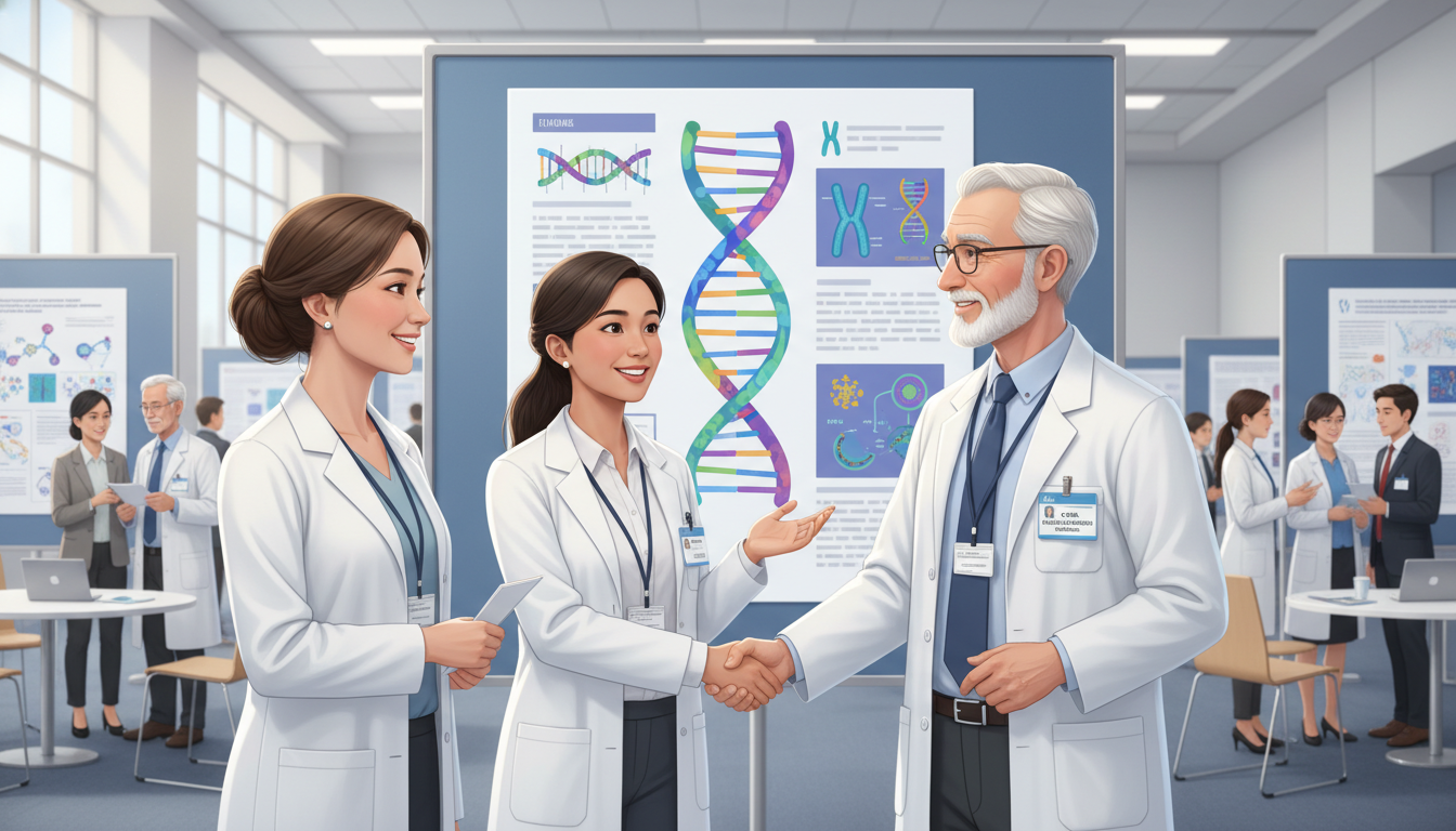 Medical genetics resident networking at a professional conference Medical genetics resident networking at a professional conference - MD graduate residency for Job Search Timing for MD Gradua